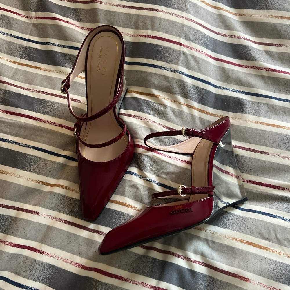 BNIB Gucci Burgundy Lucite Wedge - Picture 6 of 9